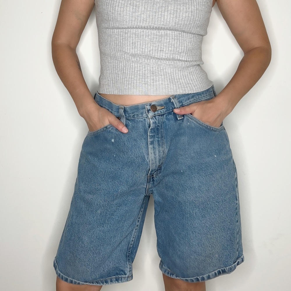 Vintage Lee bleached Bermuda jorts denim Jean shorts jorts 32